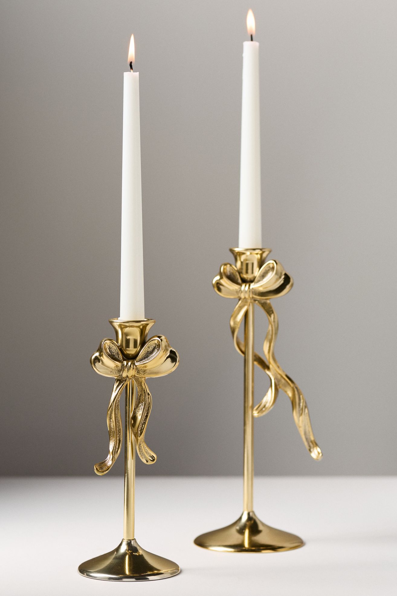 Gold Bow Metal Candleholder - Gold, Standard, Tall