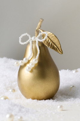 Anthropologie Colette Metal Fruit Decorative Object In Gold