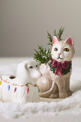 Festive Vintage-Inspired Animal Stoneware Vase