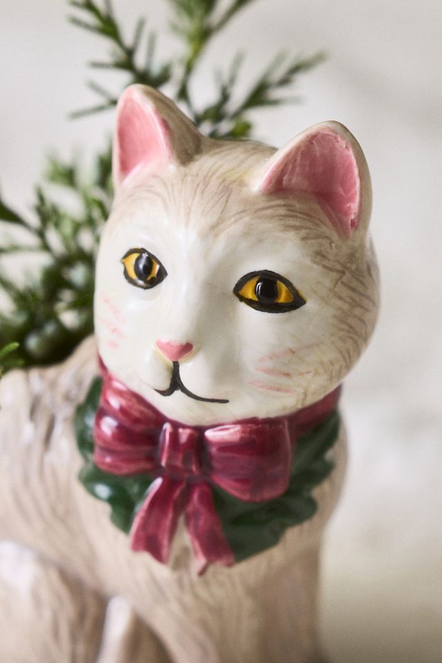 Festive Vintage-Inspired Animal Stoneware Vase #3
