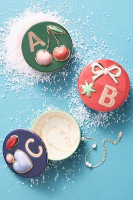 Handpainted Stoneware Monogram Trinket Box