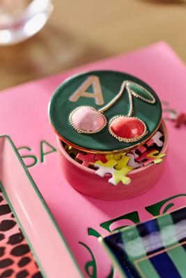 Handpainted Stoneware Monogram Trinket Box