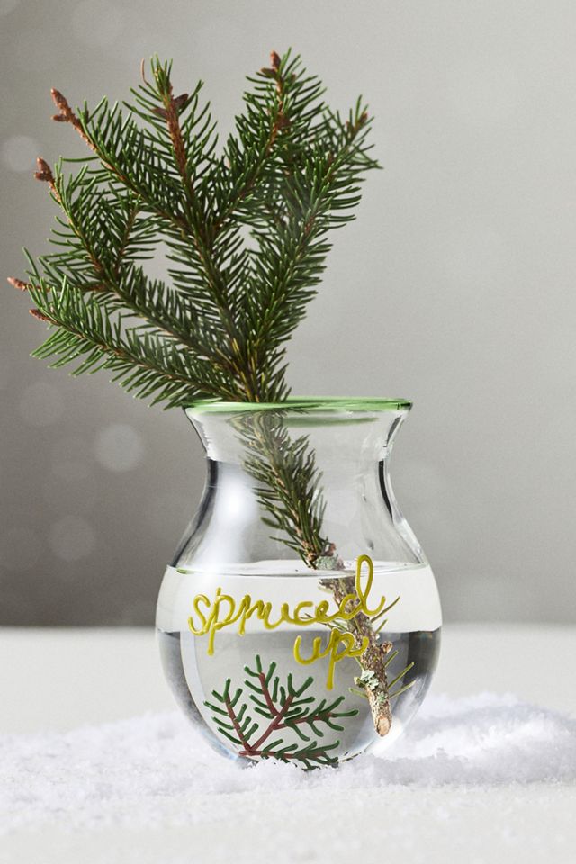 Festive Holiday Word-Play Glass Vase #2