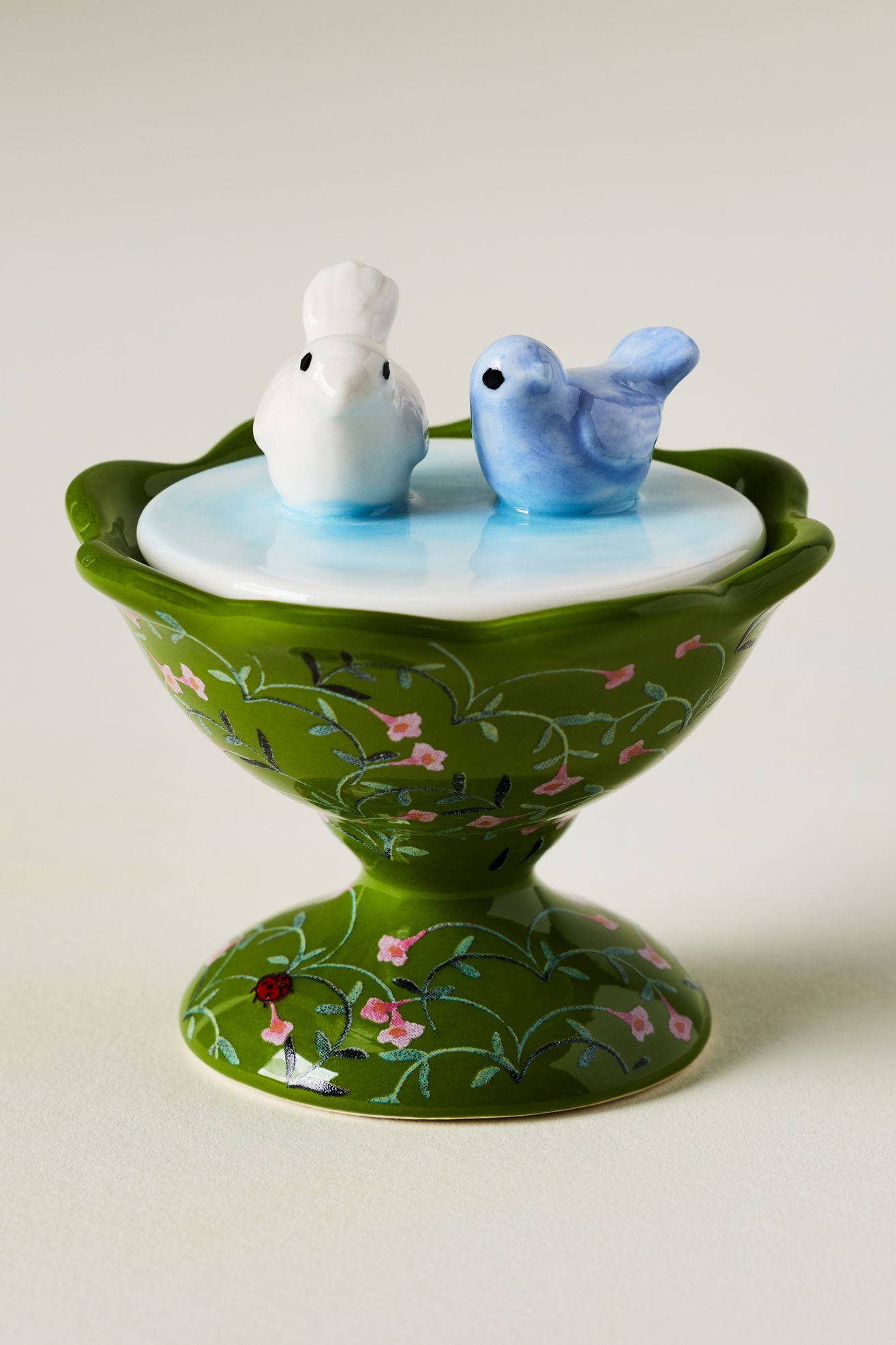 Tiny Stoneware Trinket Box - Bird Bath, Assorted