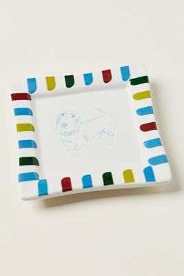Anthropologie Ceramic Dog Trinket Dish In Multi