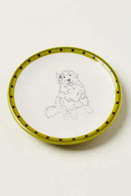 Anthropologie Ceramic Dog Trinket Dish In White