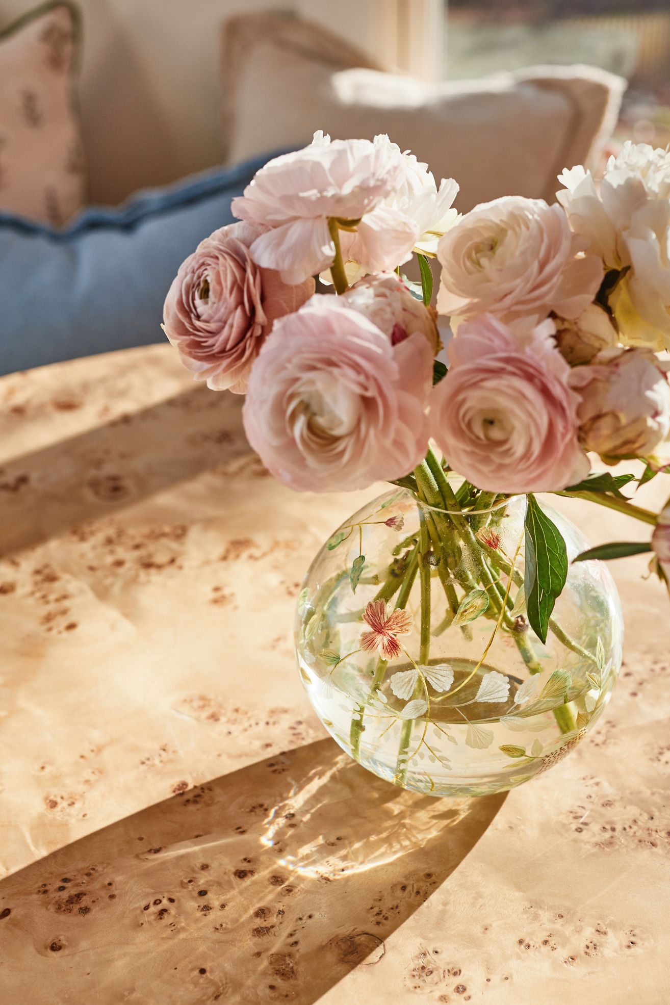 Bella Handpainted Floral Glass Vase - Clear, Standard, L