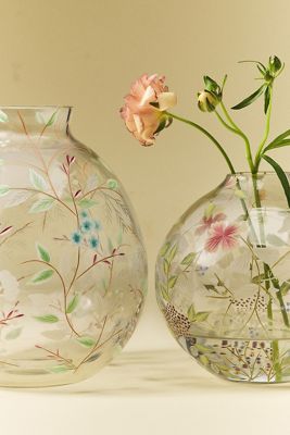 Bella Handpainted Floral Glass Vase