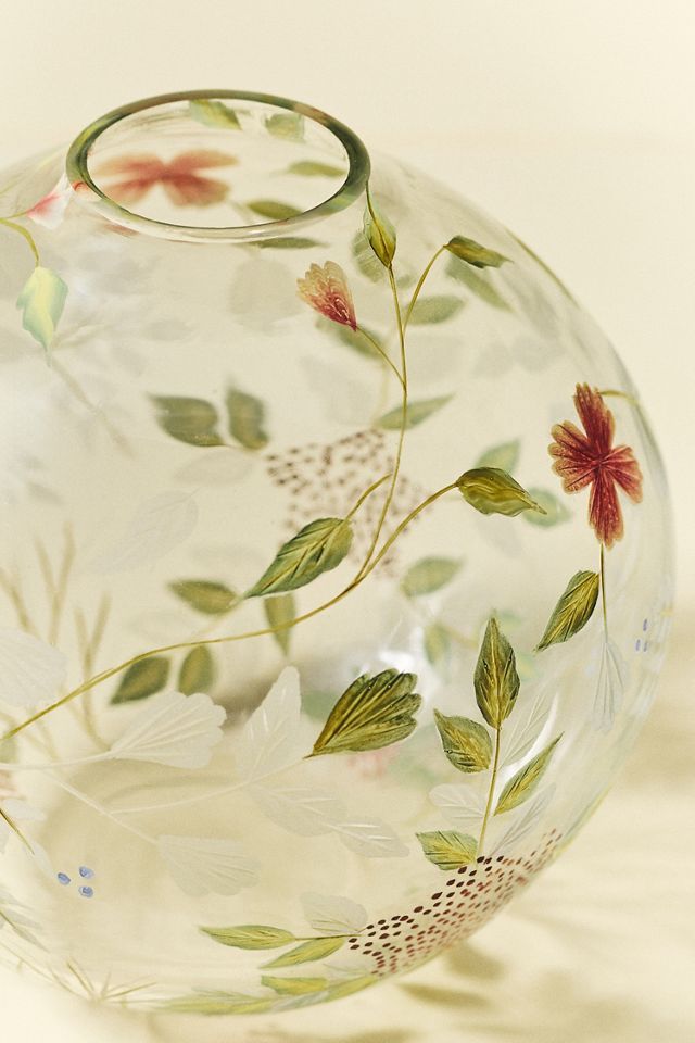 Bella Handpainted Floral Glass Vase #3