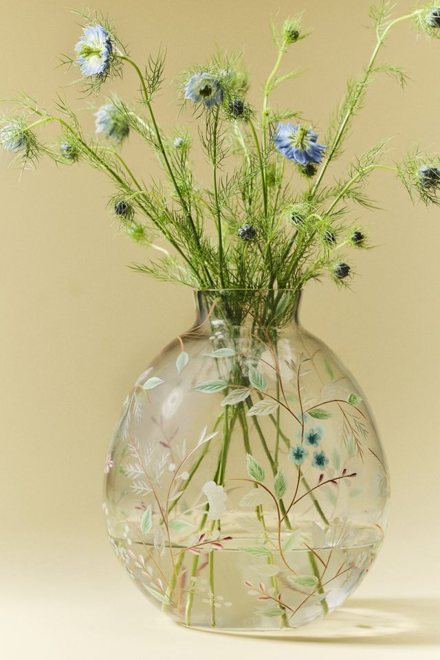 Bella Handpainted Floral Glass Vase #4