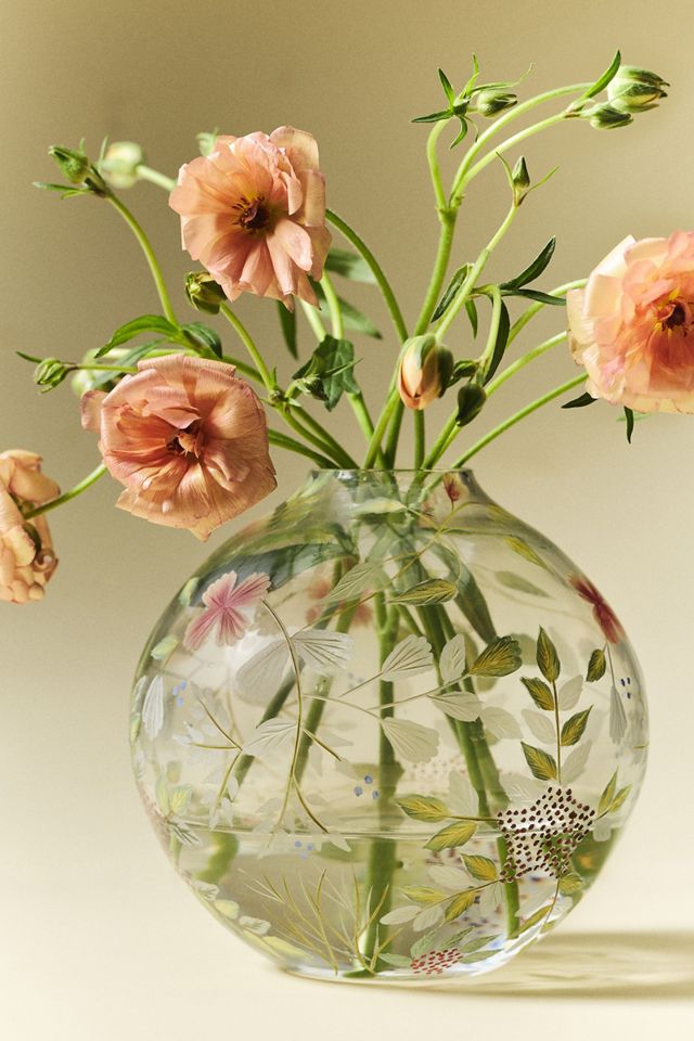 Bella Handpainted Floral Glass Vase #1