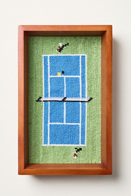 Tennis Needlepoint Wooden Trinket Tray
