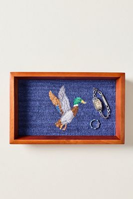 Smathers & Branson Needlepoint Wooden Trinket Tray