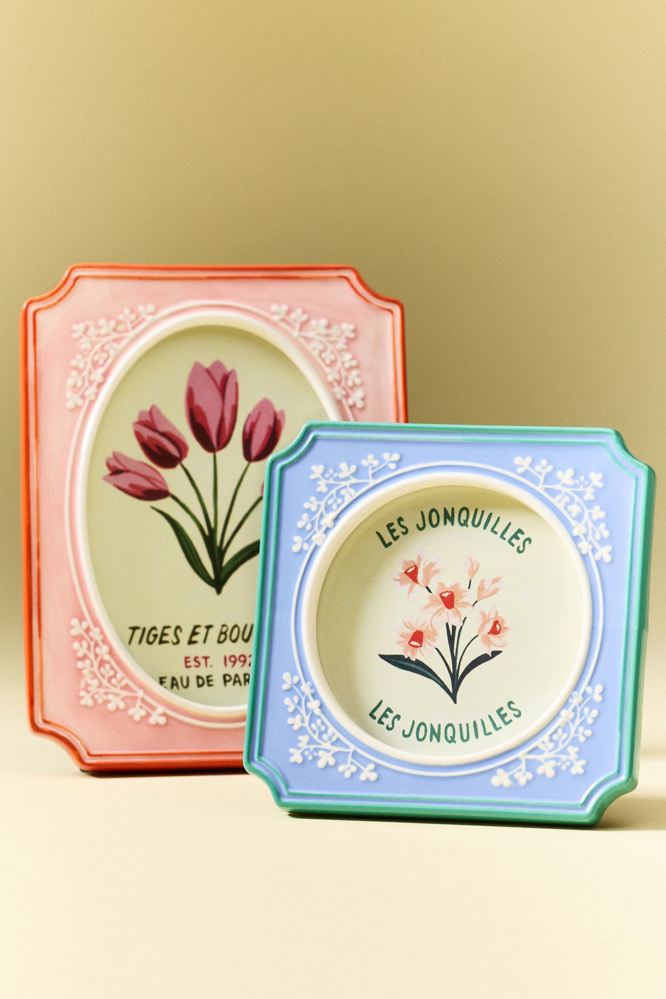 Fleur Ceramic Frame - 4x4 Light Blue, Assorted