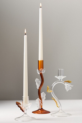 Amber Clear Floral Candle Holder