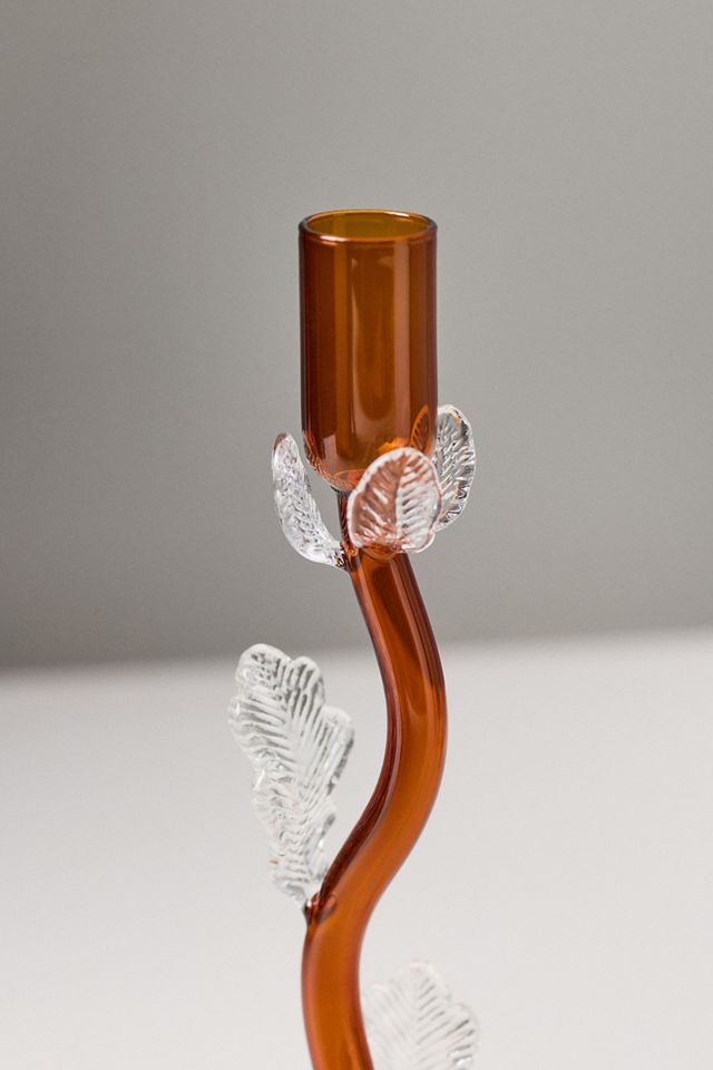Amber Clear Floral Candle Holder #1