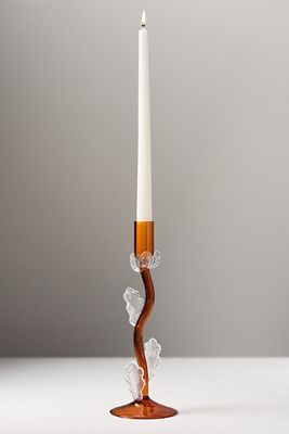 Amber Clear Floral Candle Holder