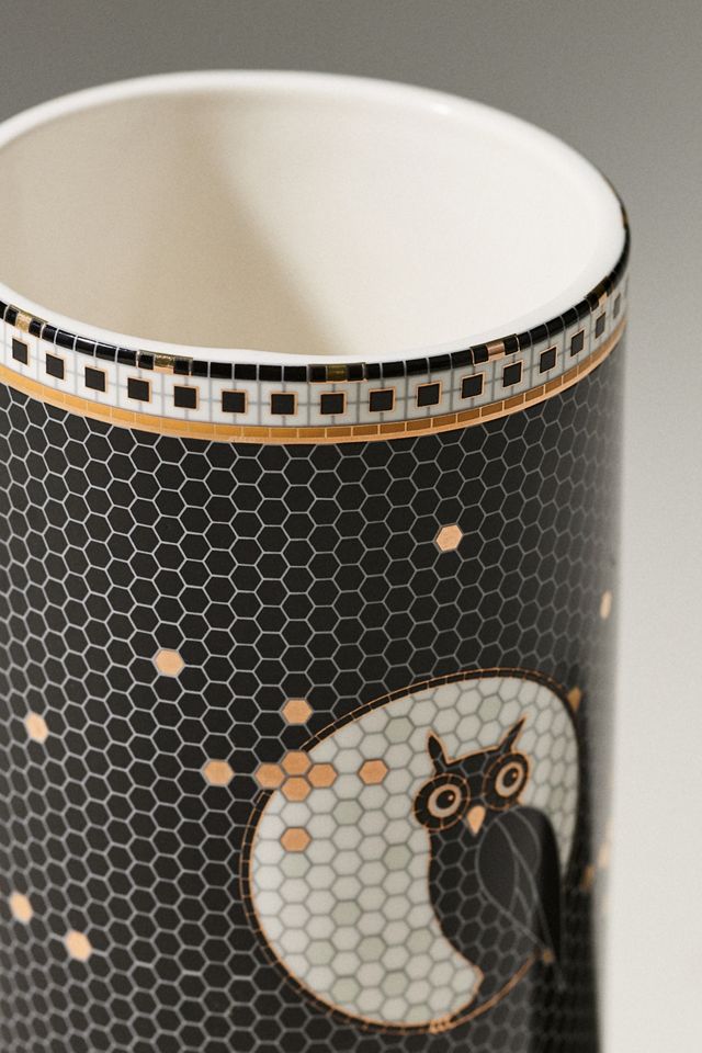Bistro Tile Stoneware 24k Gold Accent Halloween Vase #3