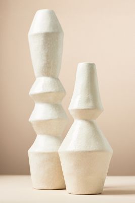 Georges Geometric White Ceramic Vase