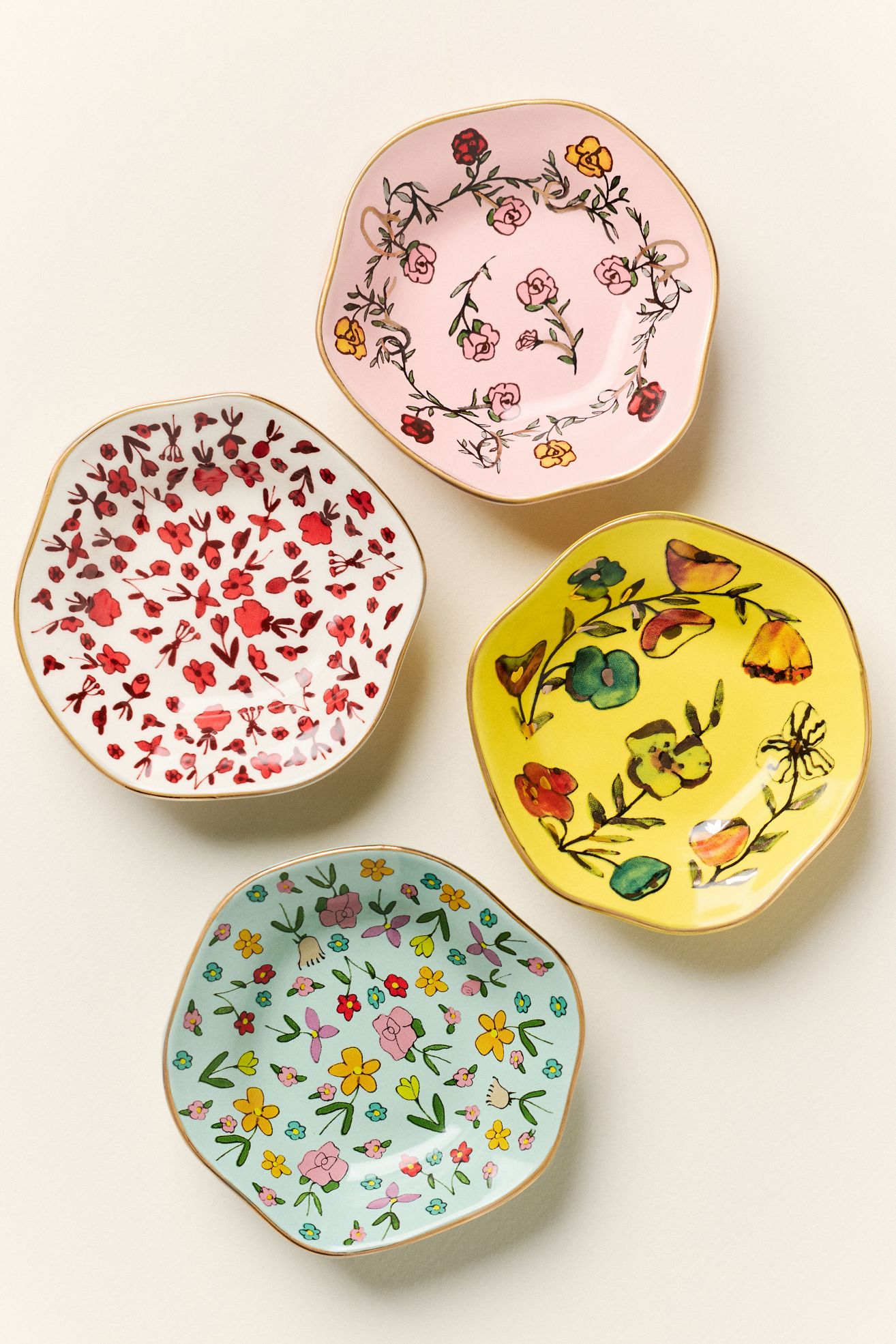 The Mud Fairy Floral Trinket Dish - Blue, Standard, Assorted