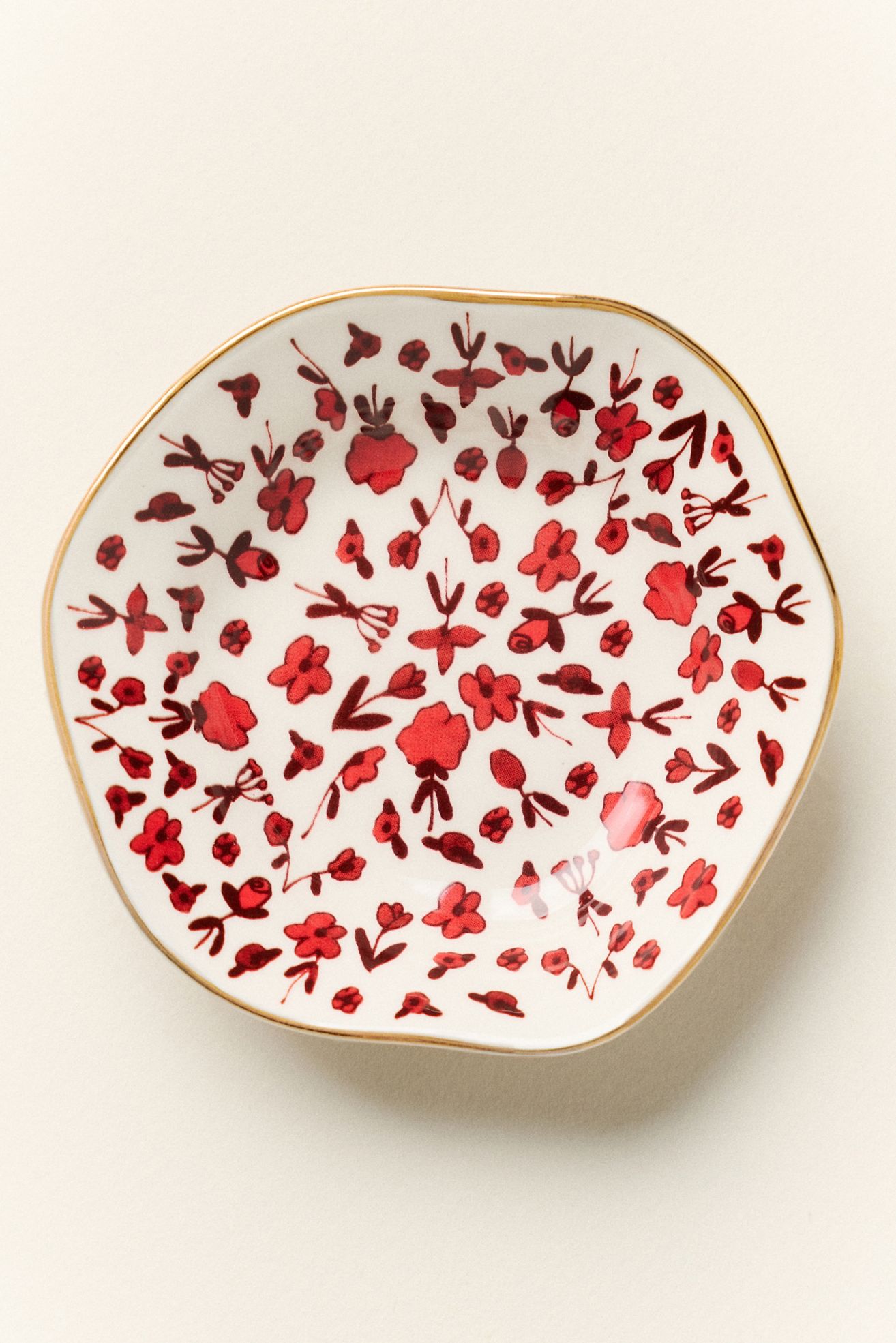 The Mud Fairy Floral Trinket Dish - Red, Assorted