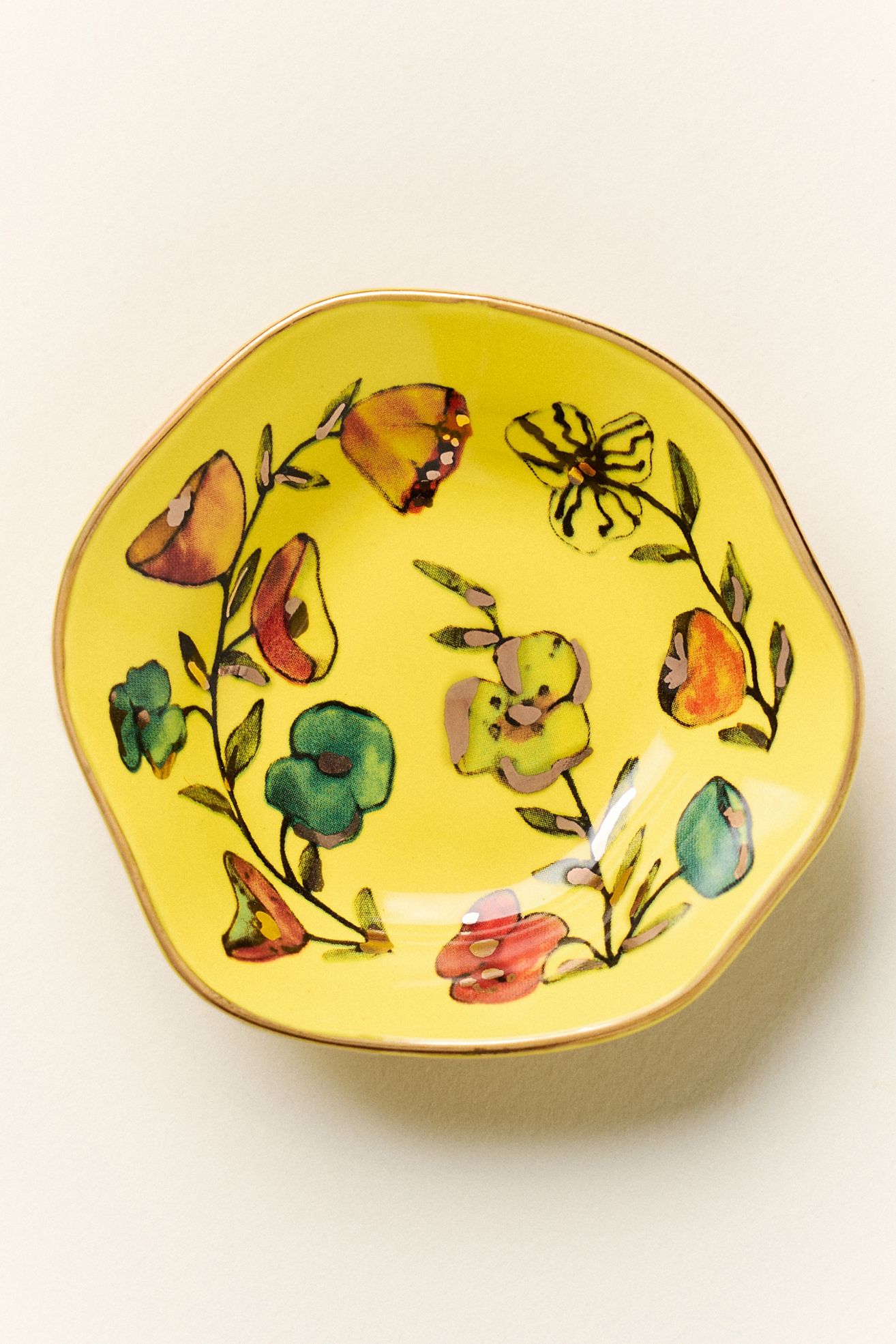 The Mud Fairy Floral Trinket Dish - Yellow, Standard, Assorted