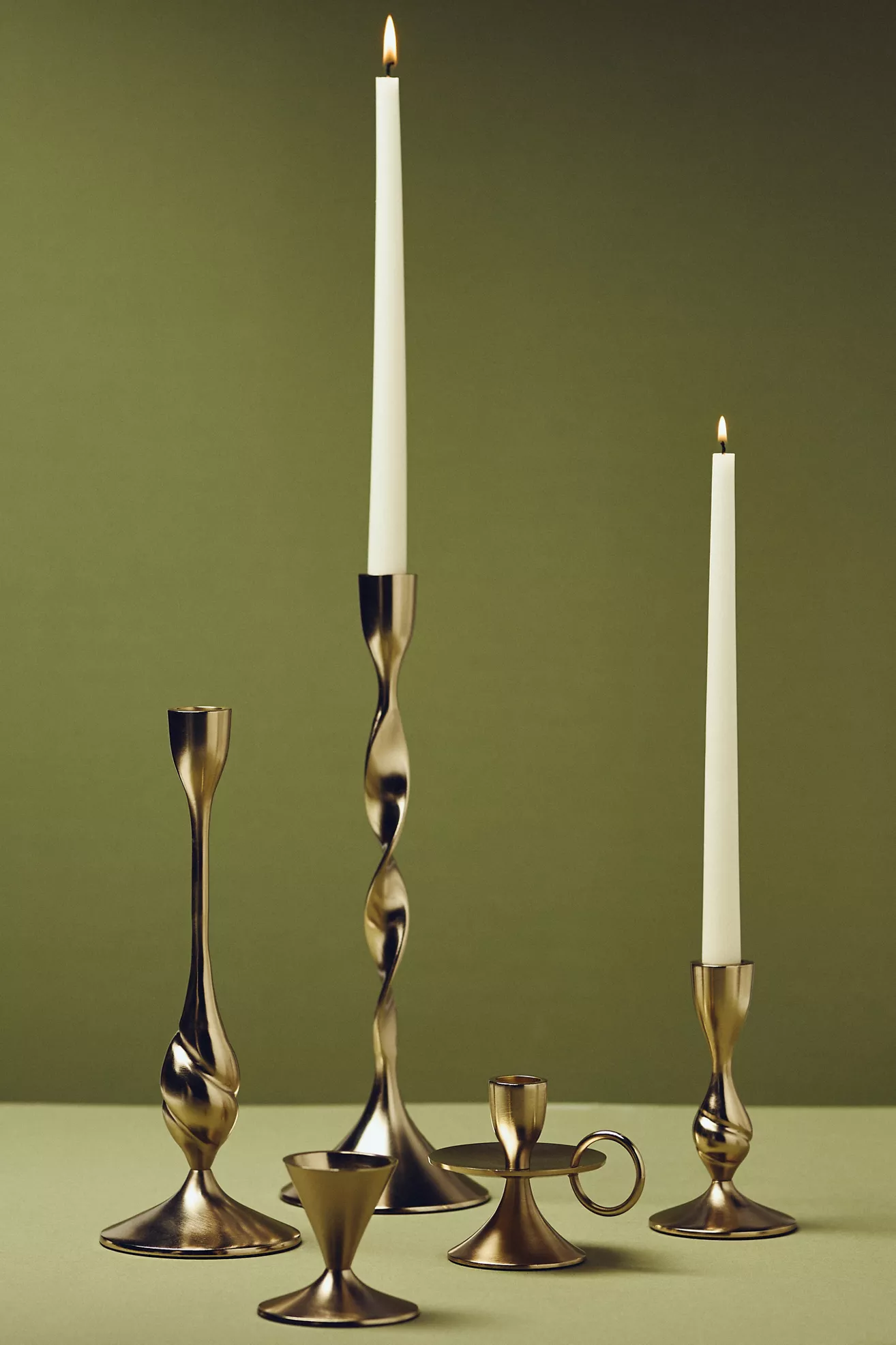 Naya Tinted Brass Lacquer Taper Candle Holder