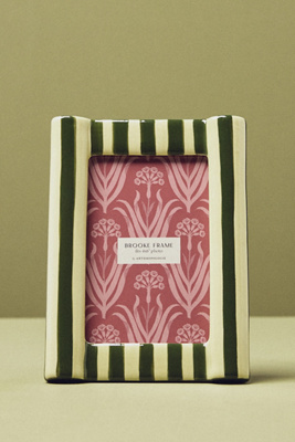 Anthropologie Brooke Striped Photo Frame In Green