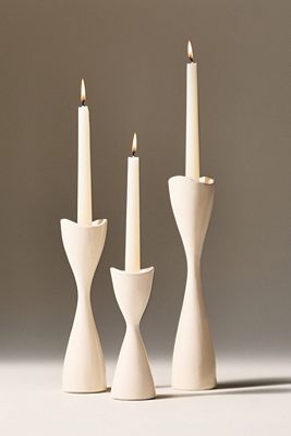 Ruby Clay Veda Hourglass Taper Candle Holder