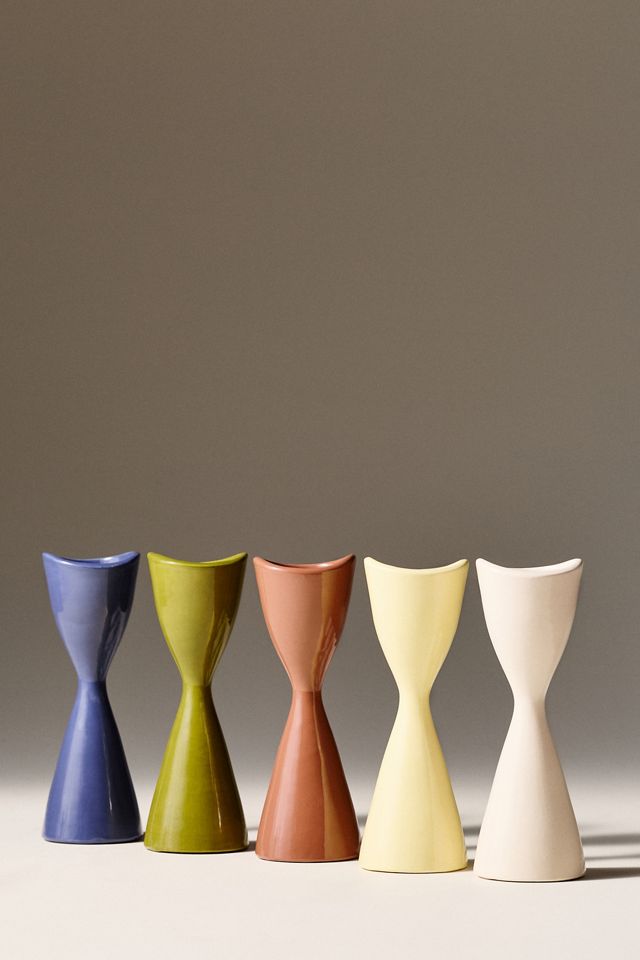 Ruby Clay Veda Hourglass Taper Candle Holder #2