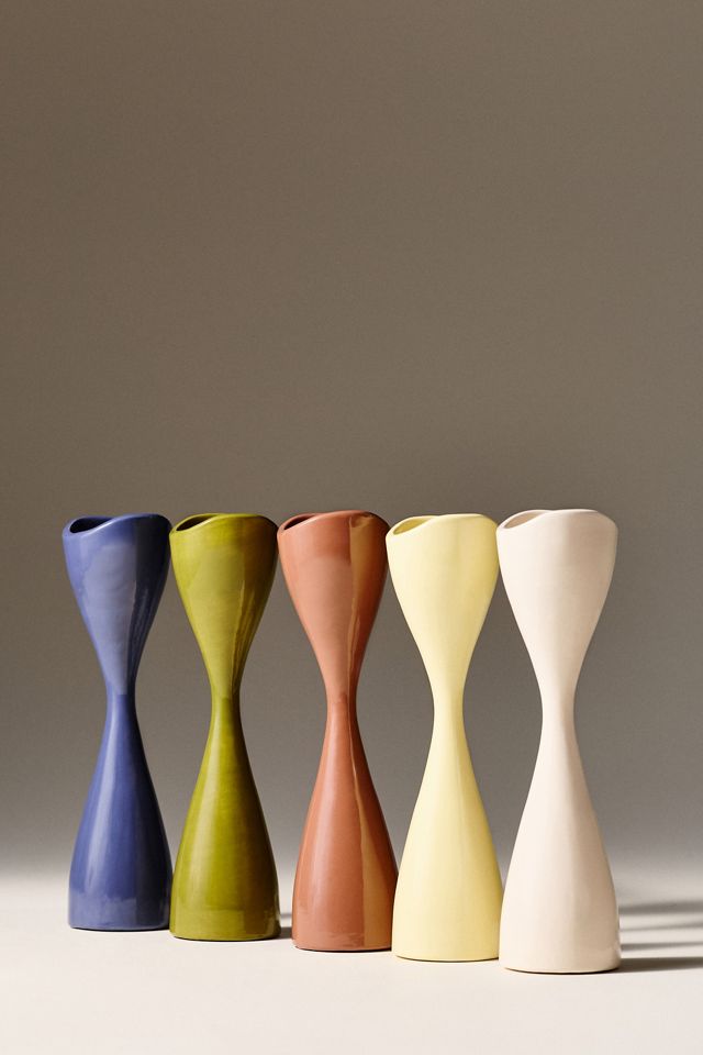 Ruby Clay Veda Hourglass Taper Candle Holder #3