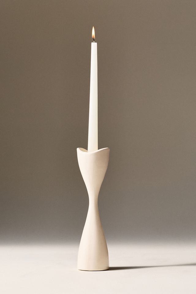 Ruby Clay Veda Hourglass Taper Candle Holder #5