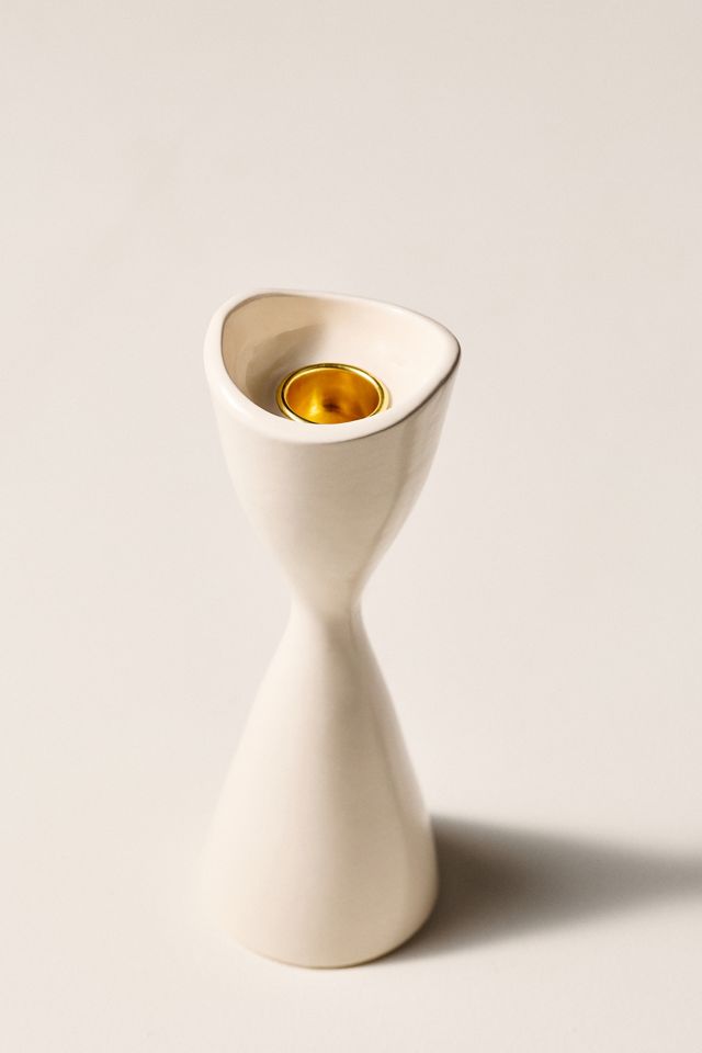 Ruby Clay Veda Hourglass Taper Candle Holder #7