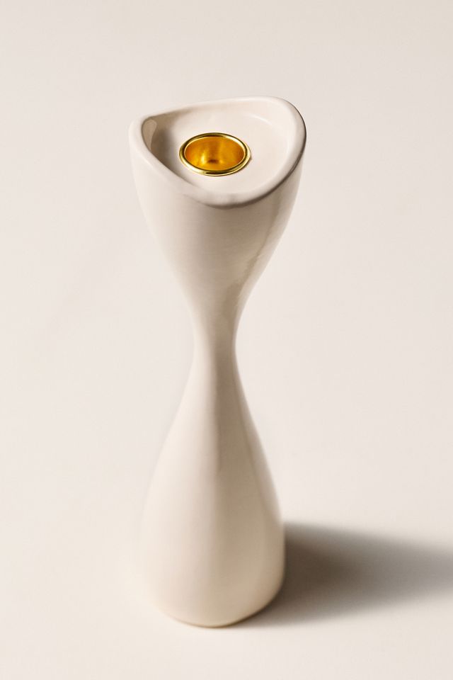 Ruby Clay Veda Hourglass Taper Candle Holder #8
