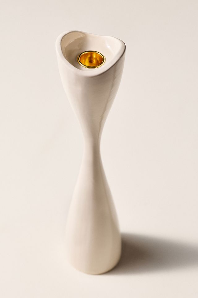 Ruby Clay Veda Hourglass Taper Candle Holder #9