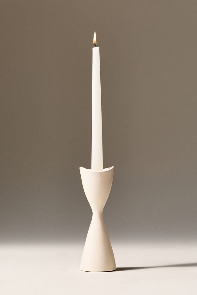 Ruby Clay Veda Hourglass Taper Candle Holder #1