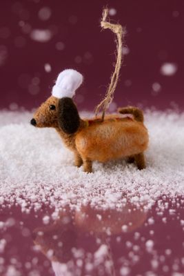 Hot Sausage Dog Felt Decoration