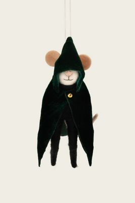 Cloaked Mouse Red Felt Ornament