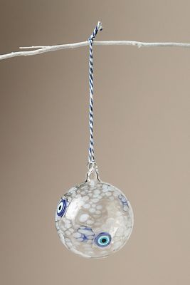 Anthropologie Pressed Bead Glass Ornament In Blue