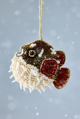 Anna + Nina Beaded Pufferfish Ornament