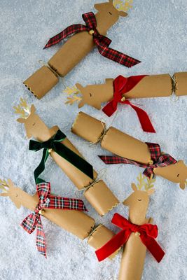 Cracker di Renna con Fiocco in Velluto e Plaid Meri Meri