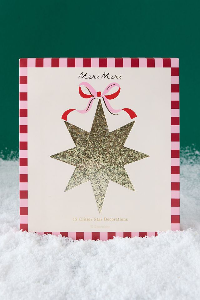 Decoraciones Colgantes de Estrellas con Brillo Dorado Meri Meri #1