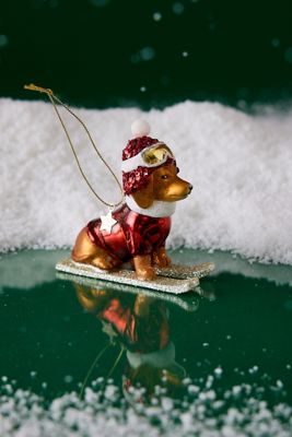 Ornement en verre chien skieur Vondels