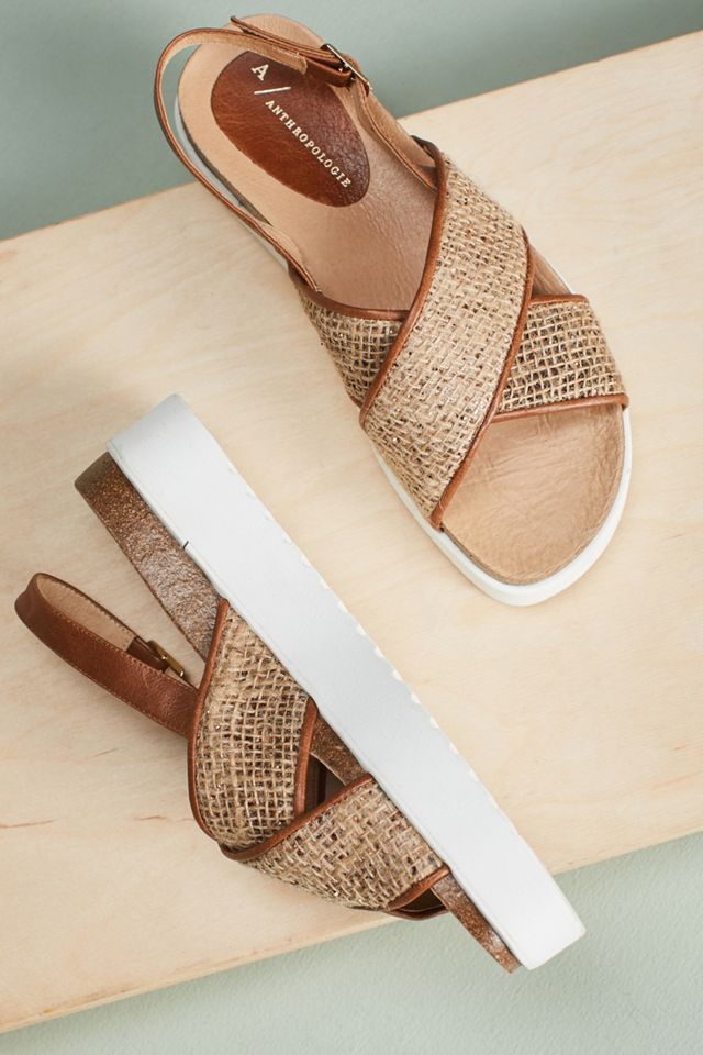 Anthropologie Tweed Slingback Sandals #1