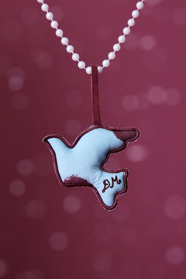 Damson Madder Cotton Bird Ornament #1