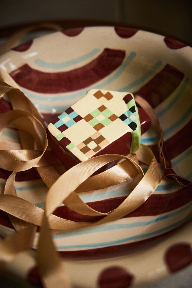 Damson Madder Patchwork Paper-Mâché House Ornament #2