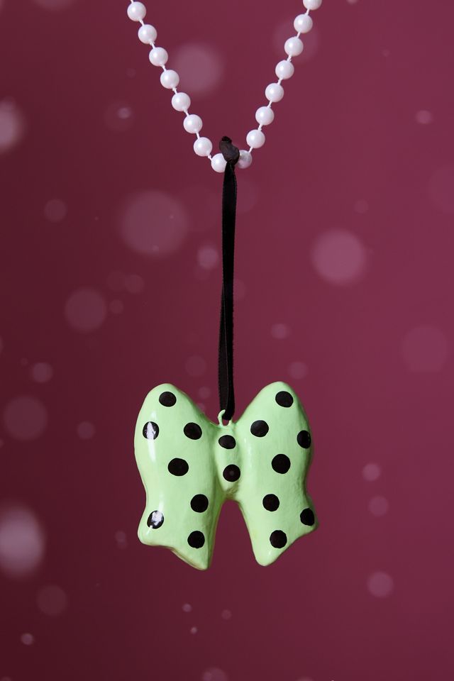 Damson Madder Spot Bow Papier-Mâché Ornament #1