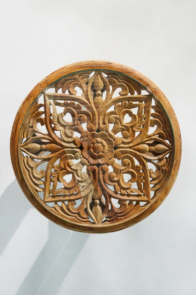 Carved Teak Indoor/Outdoor Side Table #2