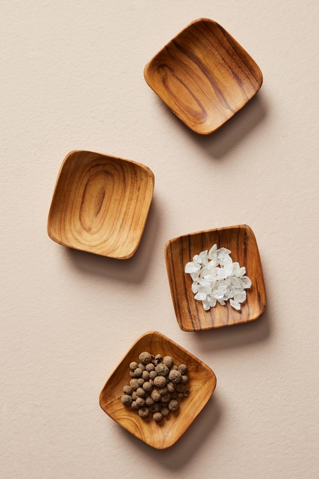 Teak Mini Square Bowls, Set of 4 #1