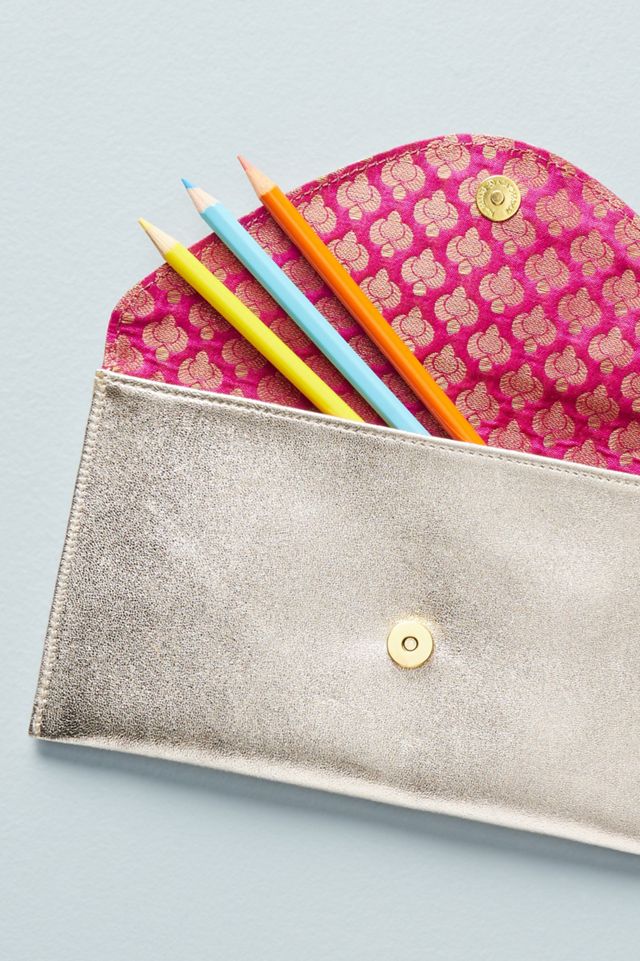 Jeweled Leather Pencil Pouch #2